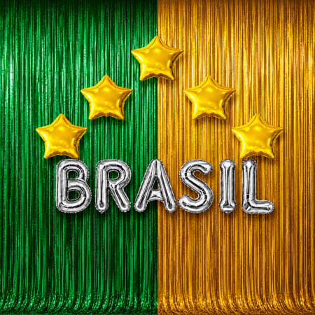 Kit Decoração Festa Brasil Completa 2 Cortina Me