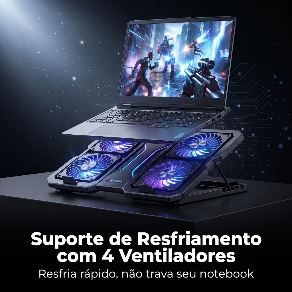 Base Notebook Gamer Cooler 4 Ventoinhas Ajustável