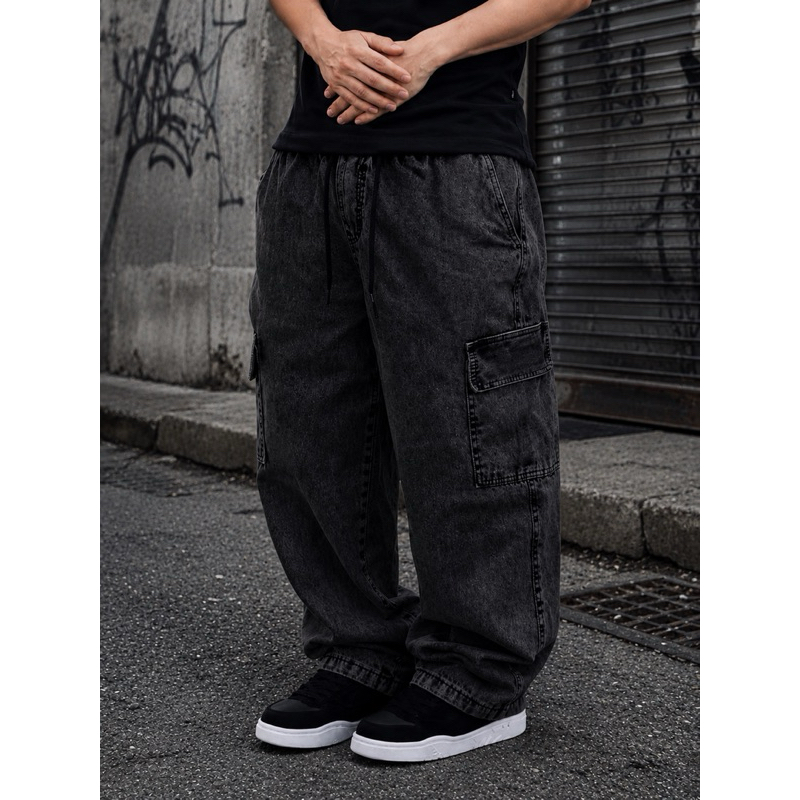 Calça Jeans Cargo Masculina/Feminina Streetwear P