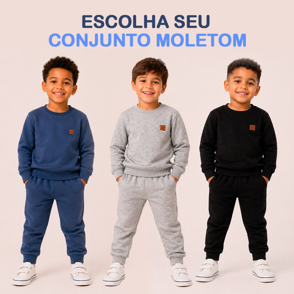 Conjunto Moletom Menino Liso Moderno Inverno Quant