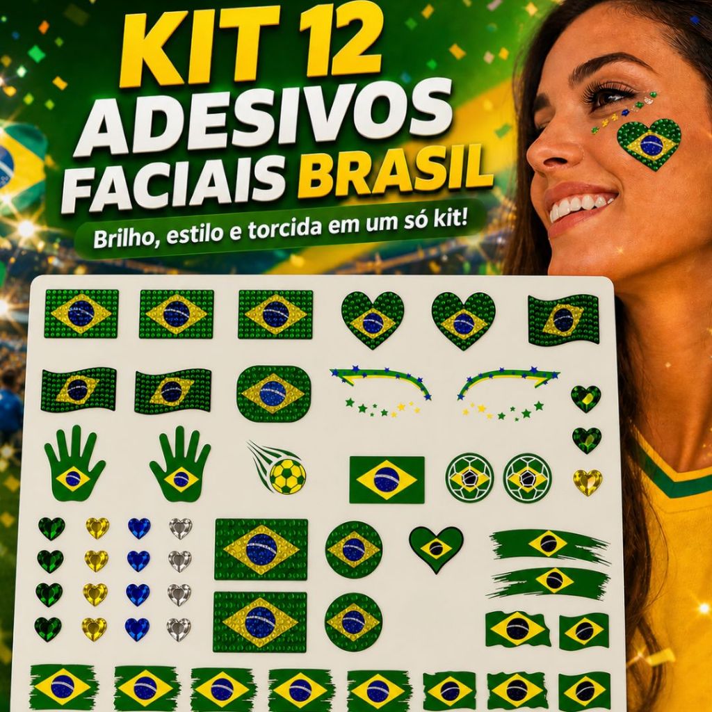 12 Adesivos Strass Tatoo Maquiagem Rosto Jogos Cop
