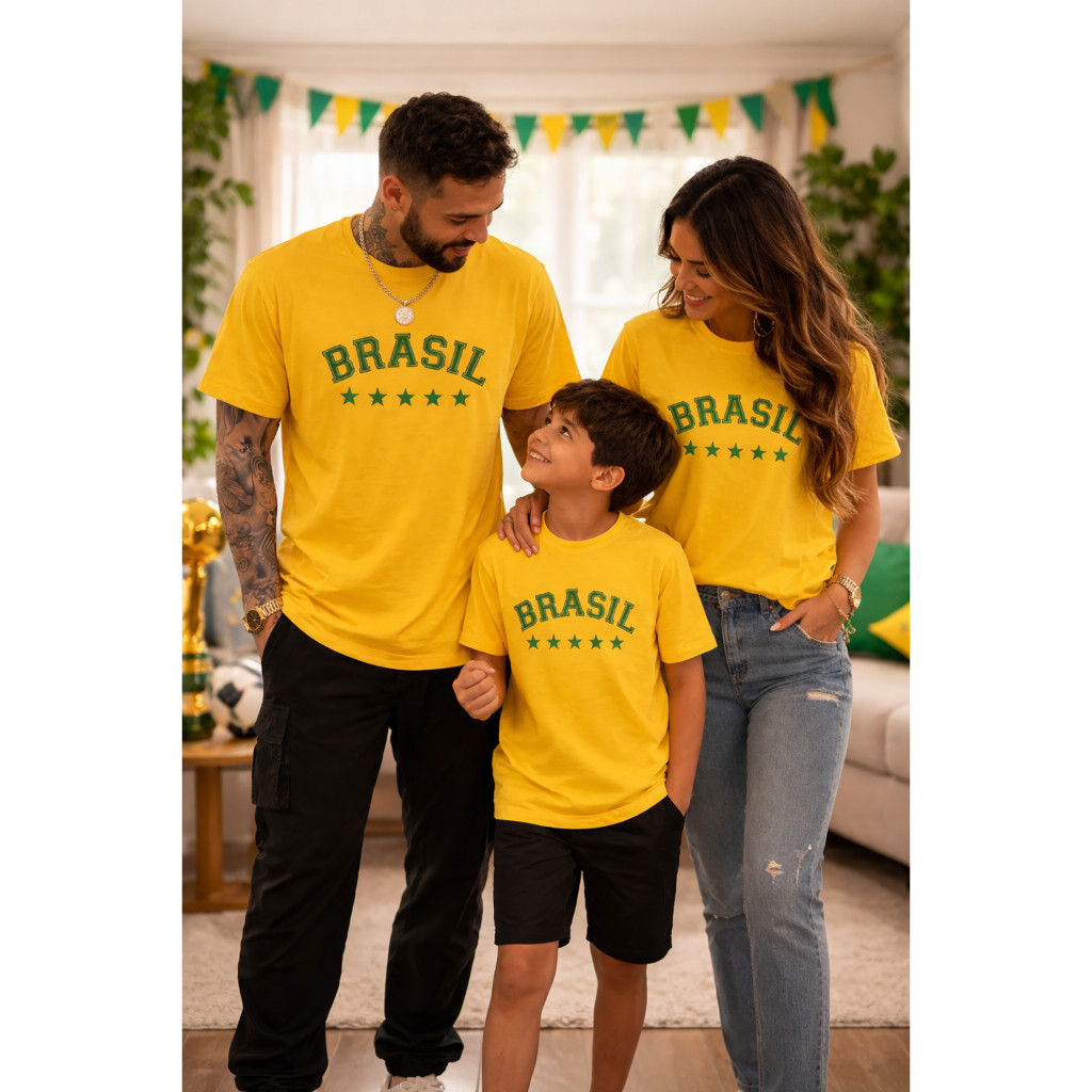 Camiseta Brasil Copa Do Mundo Familia Camisa Hexa 