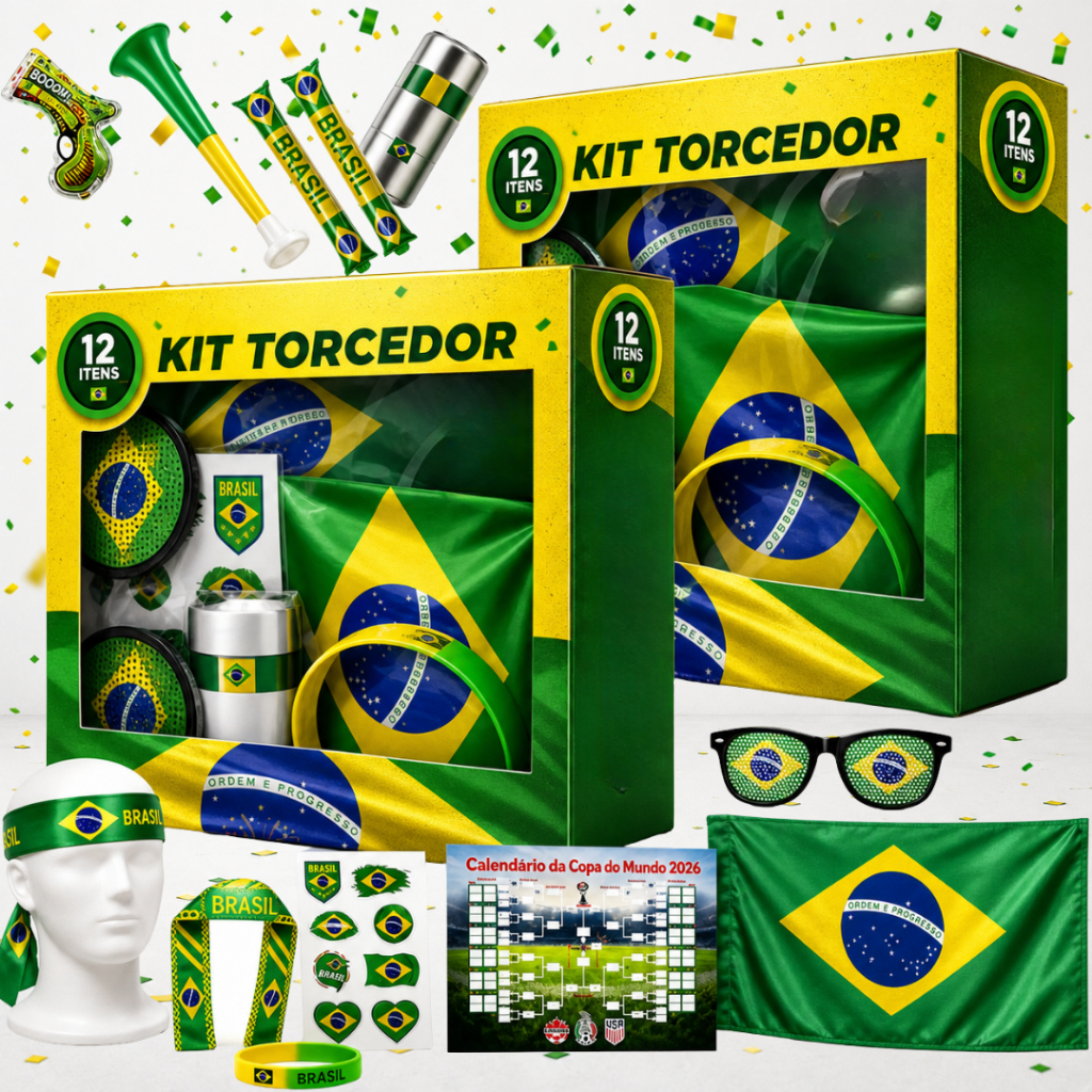2 Kits Copa do Mundo 2026 Torcedor de Futebol Bras
