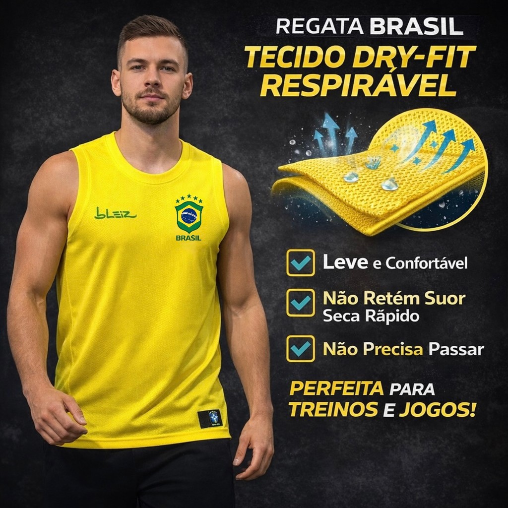 Camiseta Regata Masculina Brasil Esportiva Blusa A