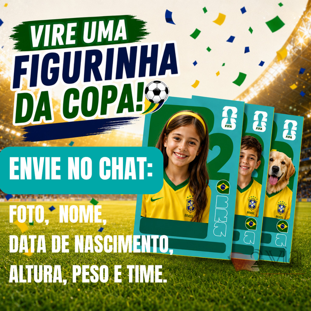 12 Figurinhas Personalizadas Copa do Mundo 2026 Em