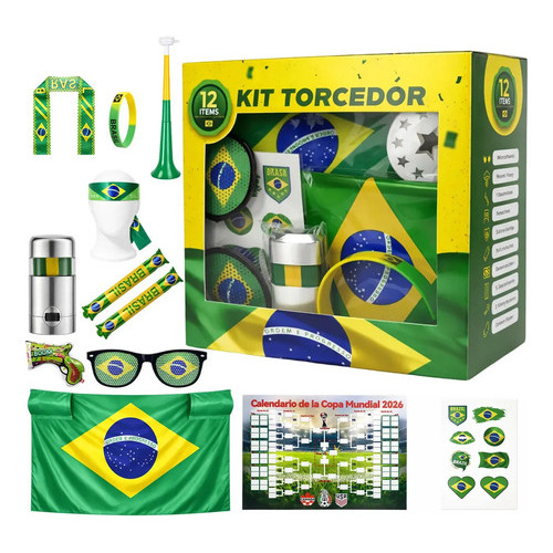 Kit Torcedor Brasil 12 Peças Acessórios Festa Jo