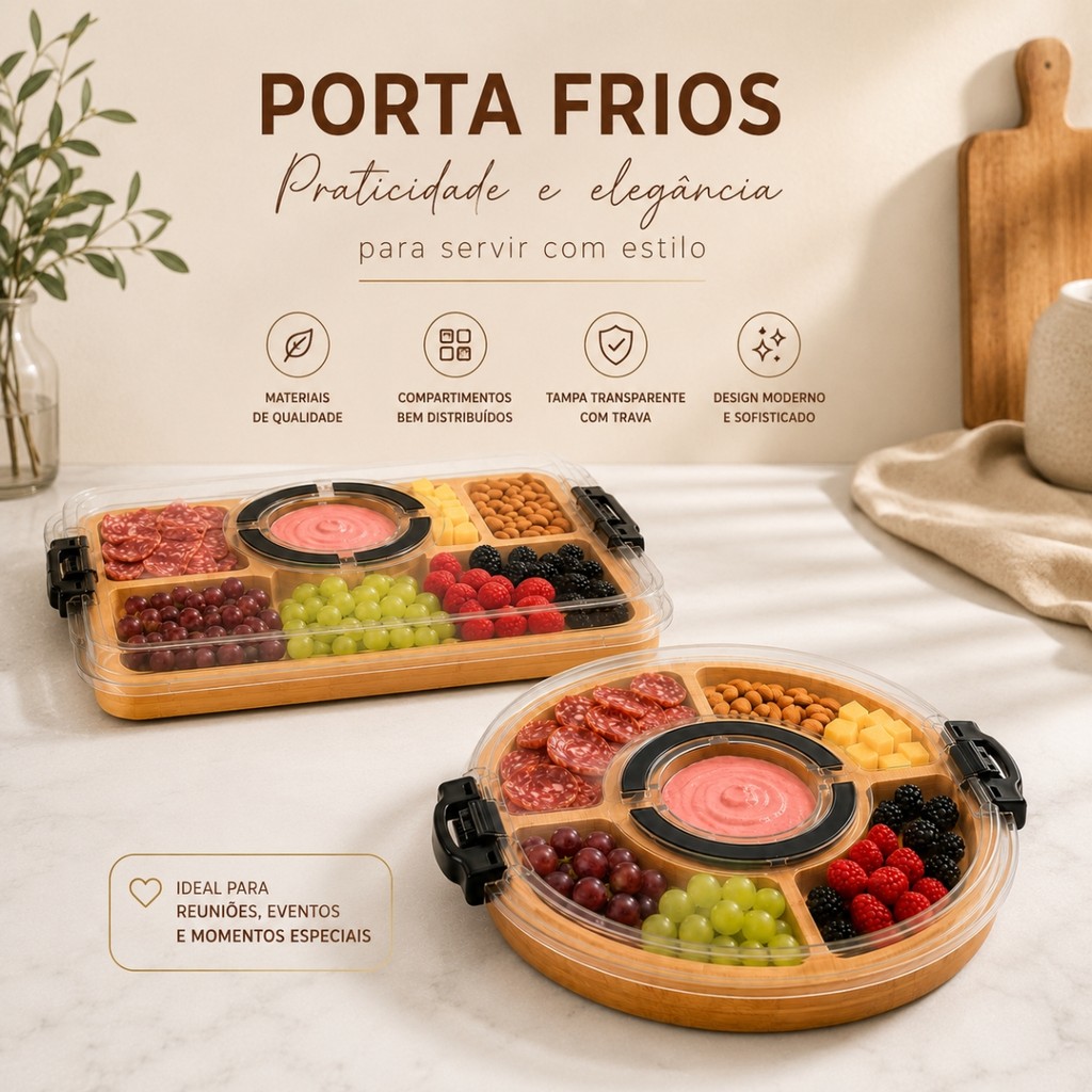 Petisqueira Bambu C/Tampa Porta Frios mesa posta a