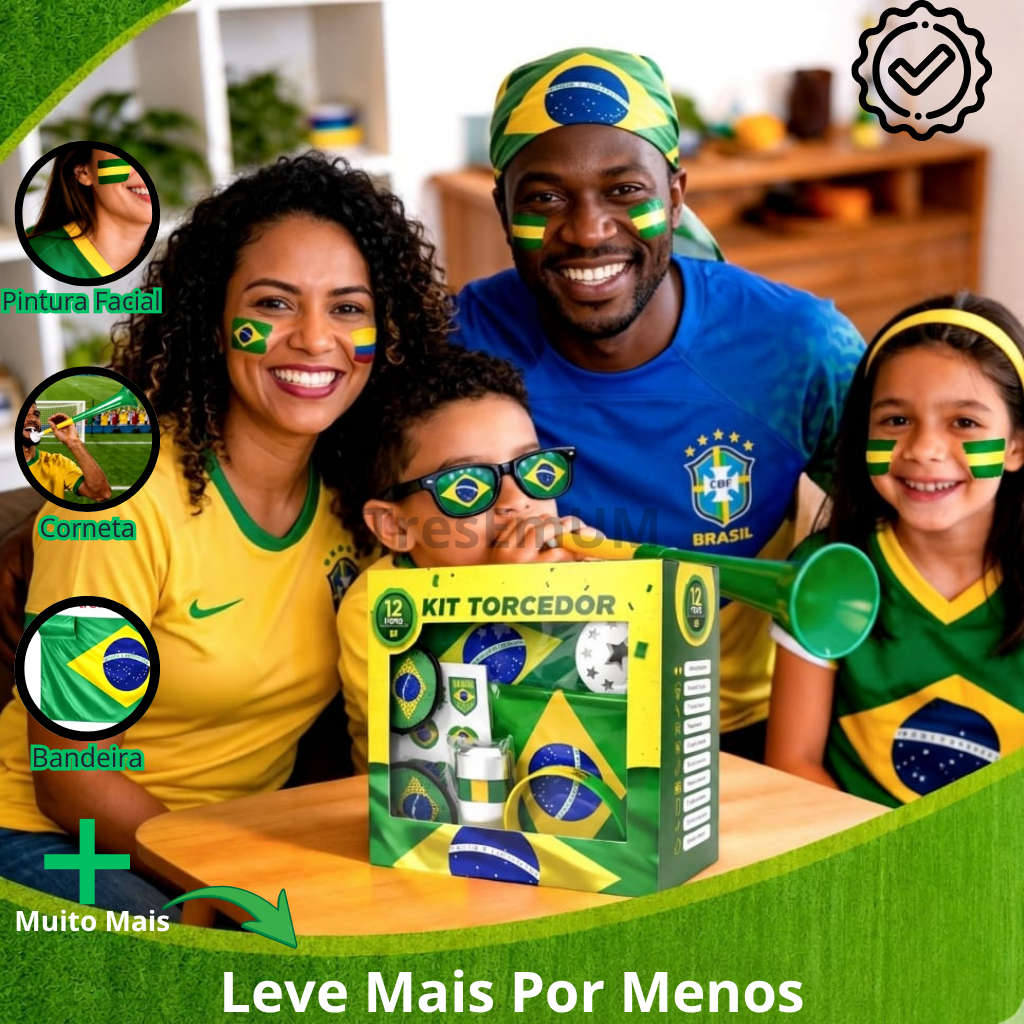 Kit Torcedor Copa do Mundo 2026 Brasil Futebol Ban