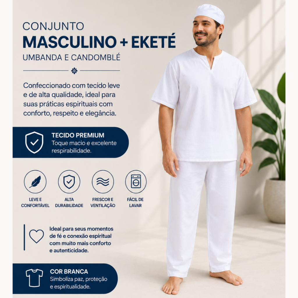 Conjunto Masculino + Ekete Umbanda e Candomblé Ro