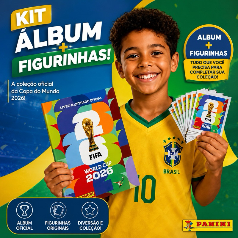 Kit Álbum + Figurinhas da Copa do Mundo FIFA 2026