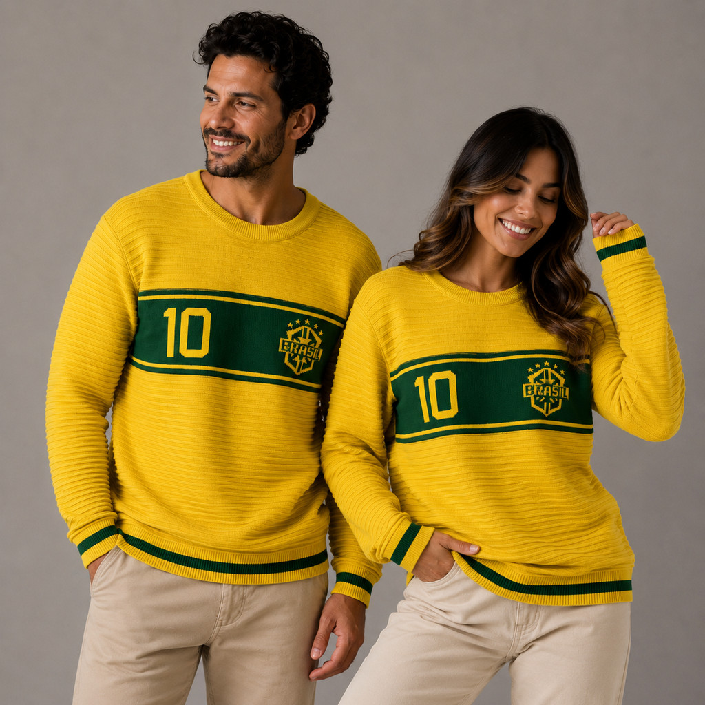 Blusa Tricô Brasil Unissex Inverno Premium Casal