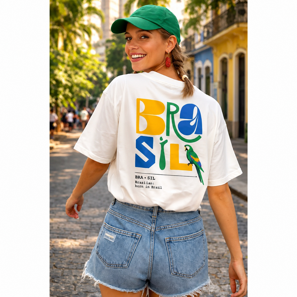Camiseta Brasil Feminina Estampas Copa 2026 Algod