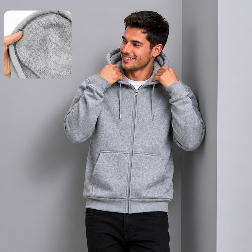 Blusa Moletom Masculino Peluciado Com Zíper E Cap