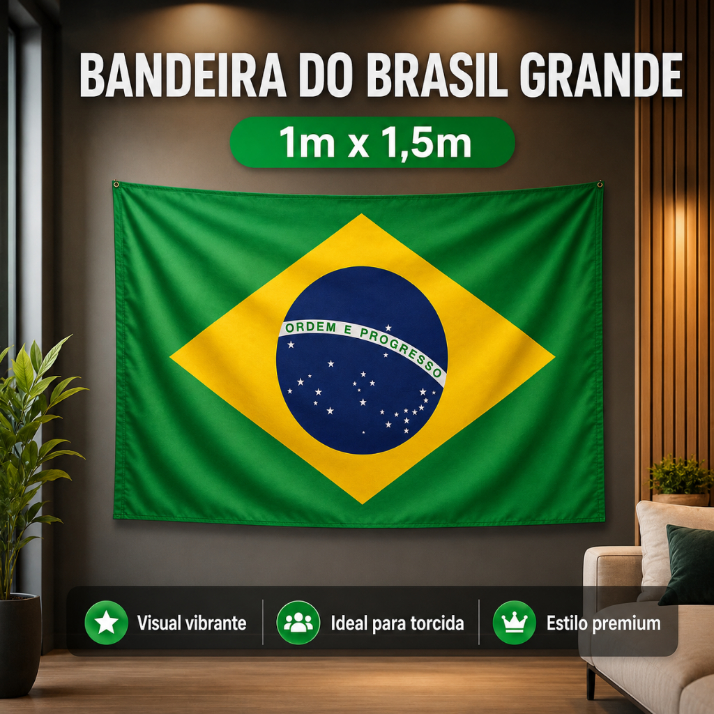 Bandeira do Brasil Grande Para Copa do Mundo 1m x 