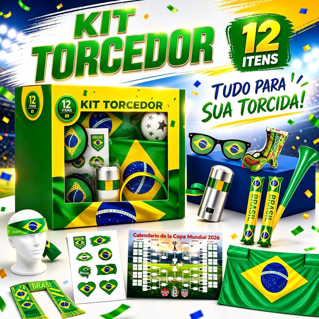 Kit Torcedor Copa do Mundo 2026 Combo Torcedor Bra