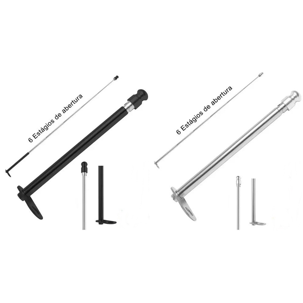 Antena LS em aço inox Moto Corta Pipa 6 Estágios