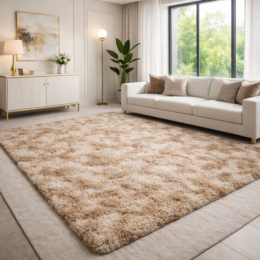 Tapete Sala Peludo Barato Luxo 2,00 X 1,40 Bege me