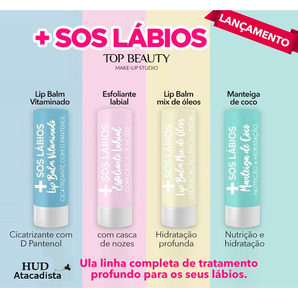 Kit Com 4 Sos Lábios Hidratação Profunda Mix Ó