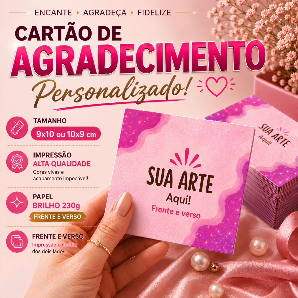 Cartão de Agradecimento Personalizado 9×10 c