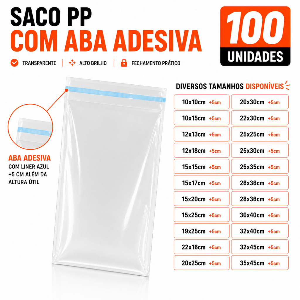 Kit 100un Saco Plástico Embalagem Transparente Sa