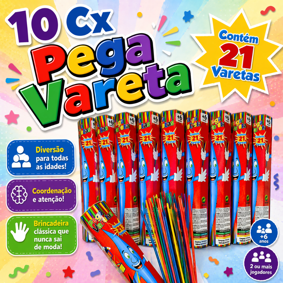 10 Jogo Pega Vareta Brinquedo p/ Kit Festa Infanti