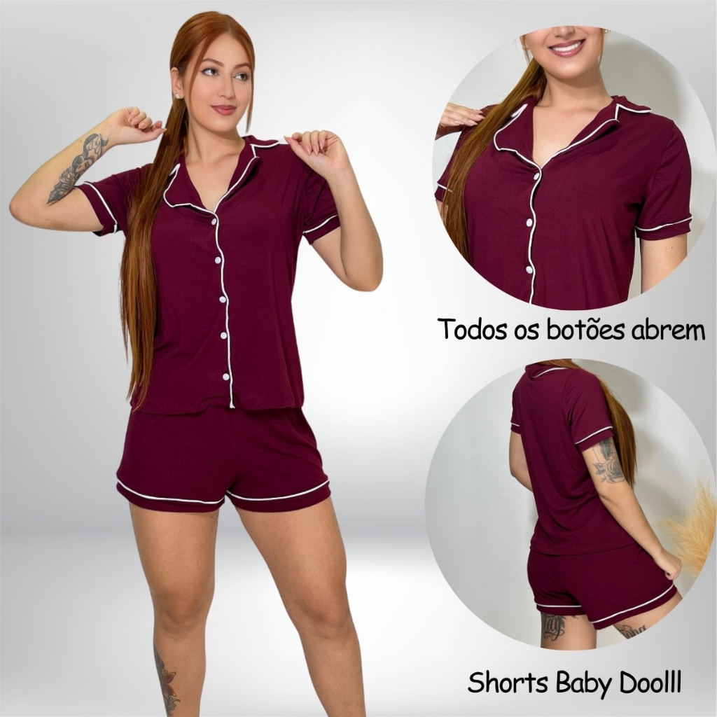 Pijama Feminino Manga Curta Americano Short Doll V
