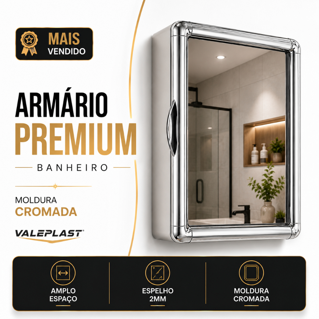 Armário Banheiro Plástico Espelheira Espelho Vid