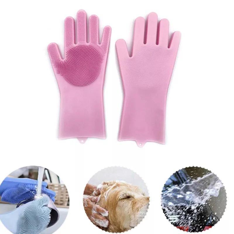 Par De Luvas Magicas Silicone Esponja Para Lava Lo