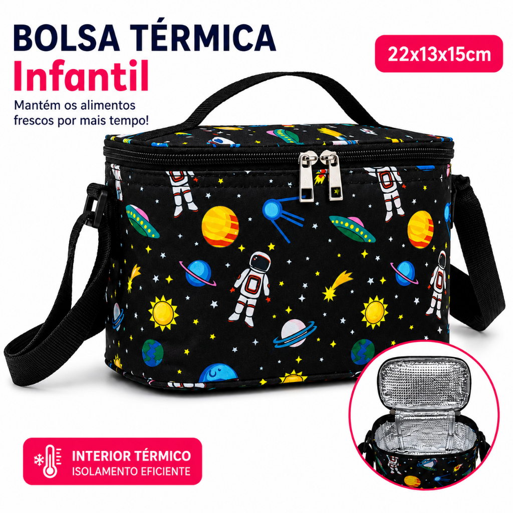 Lancheira Infantil Térmica Grande 22cm | Bolsa de