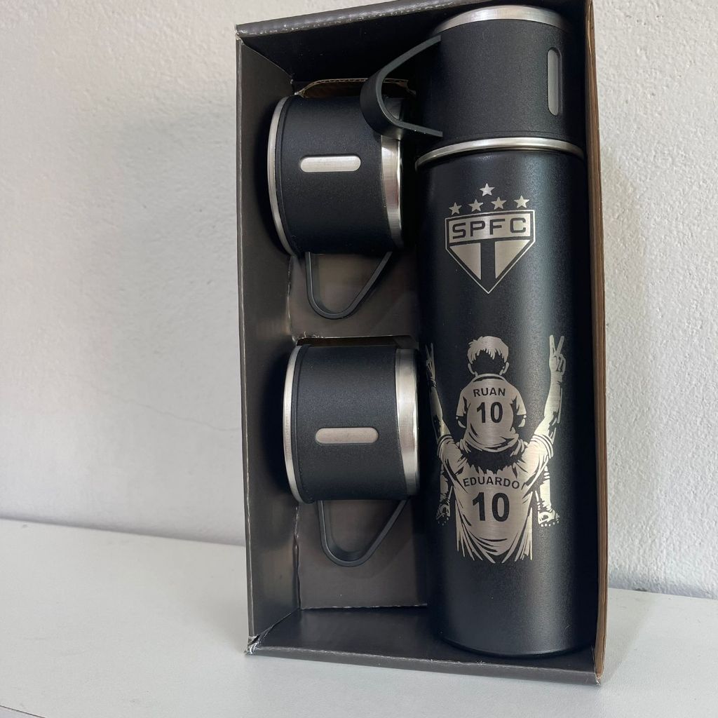Kit Garrafa Térmica  Personalizado Pai e Filho / 