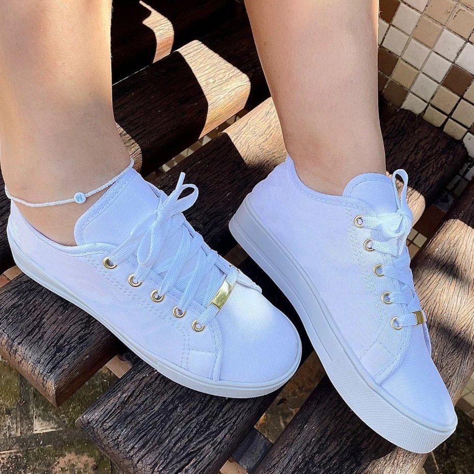 Tênis Feminino Casual Branco Sapato Sapatenis Con