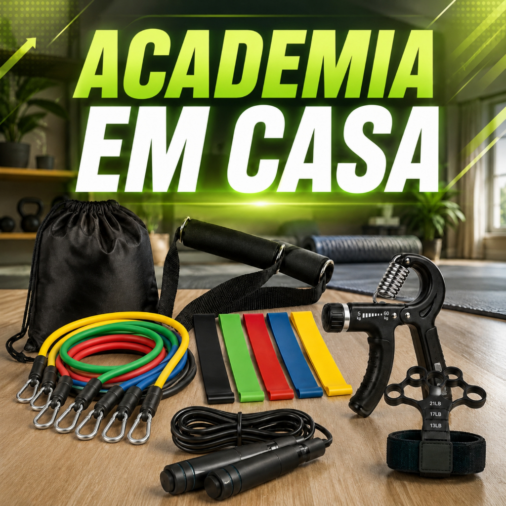 Kit Treino Academia Casa Completo Elástico Extens