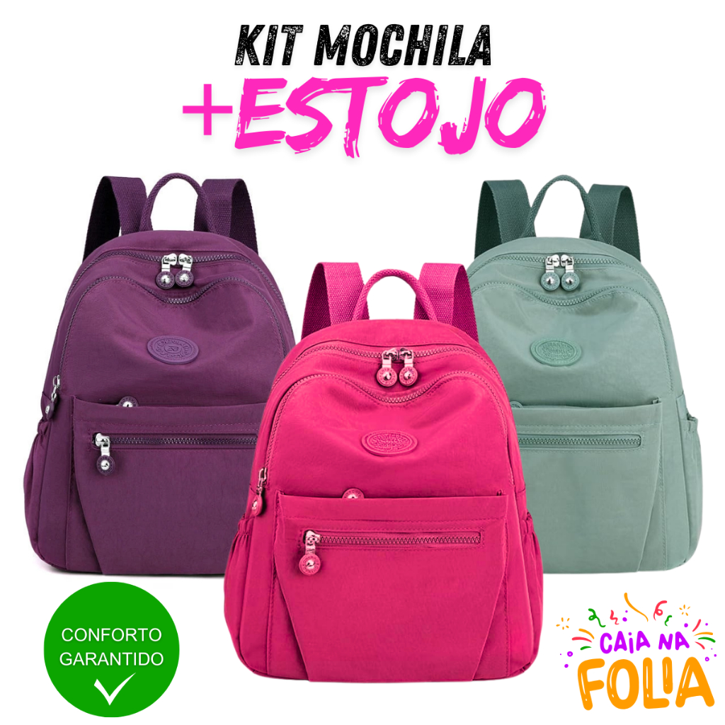 Kit Mochila + Estojo de Nylon Leve – Look de
