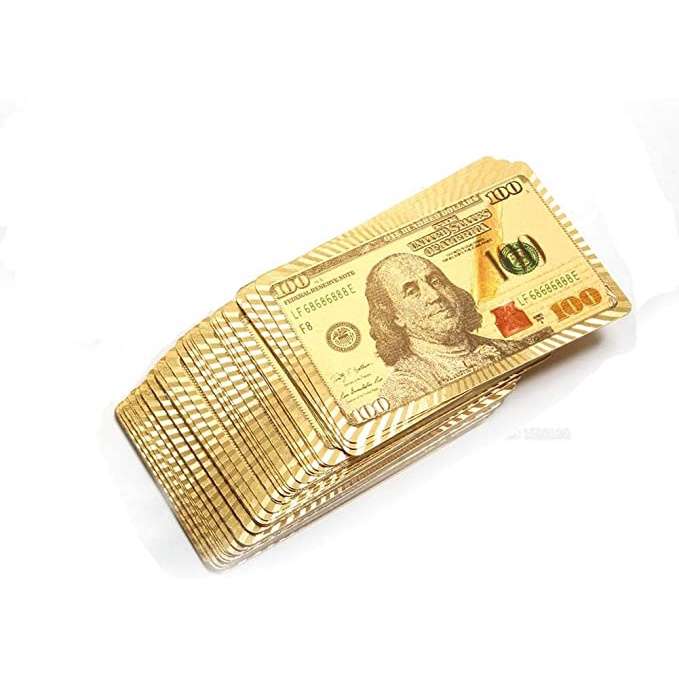 54 Cartas Baralho Dolar Dourado Ouro Folheado A Pr