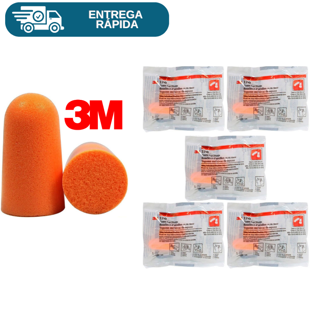 Kit 5 Protetor Auricular Plug De Espuma 3M 1100 Se