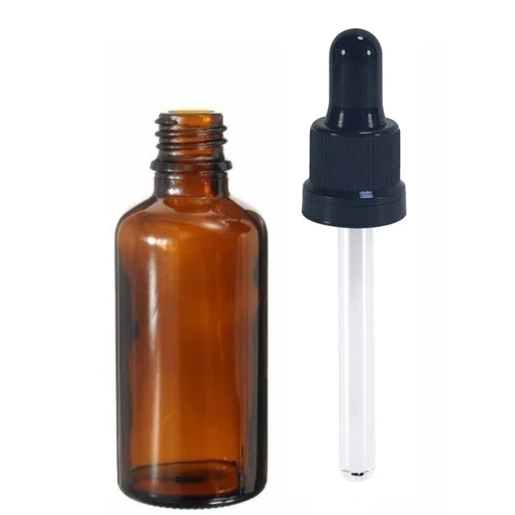 01 Frascos Conta Gotas 30ml Vidro Âmbar E Tampa C