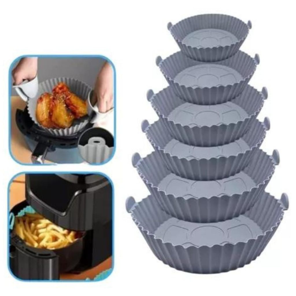 Kit 6 Formas Cesto Antiaderente Air Fryer Em Silic