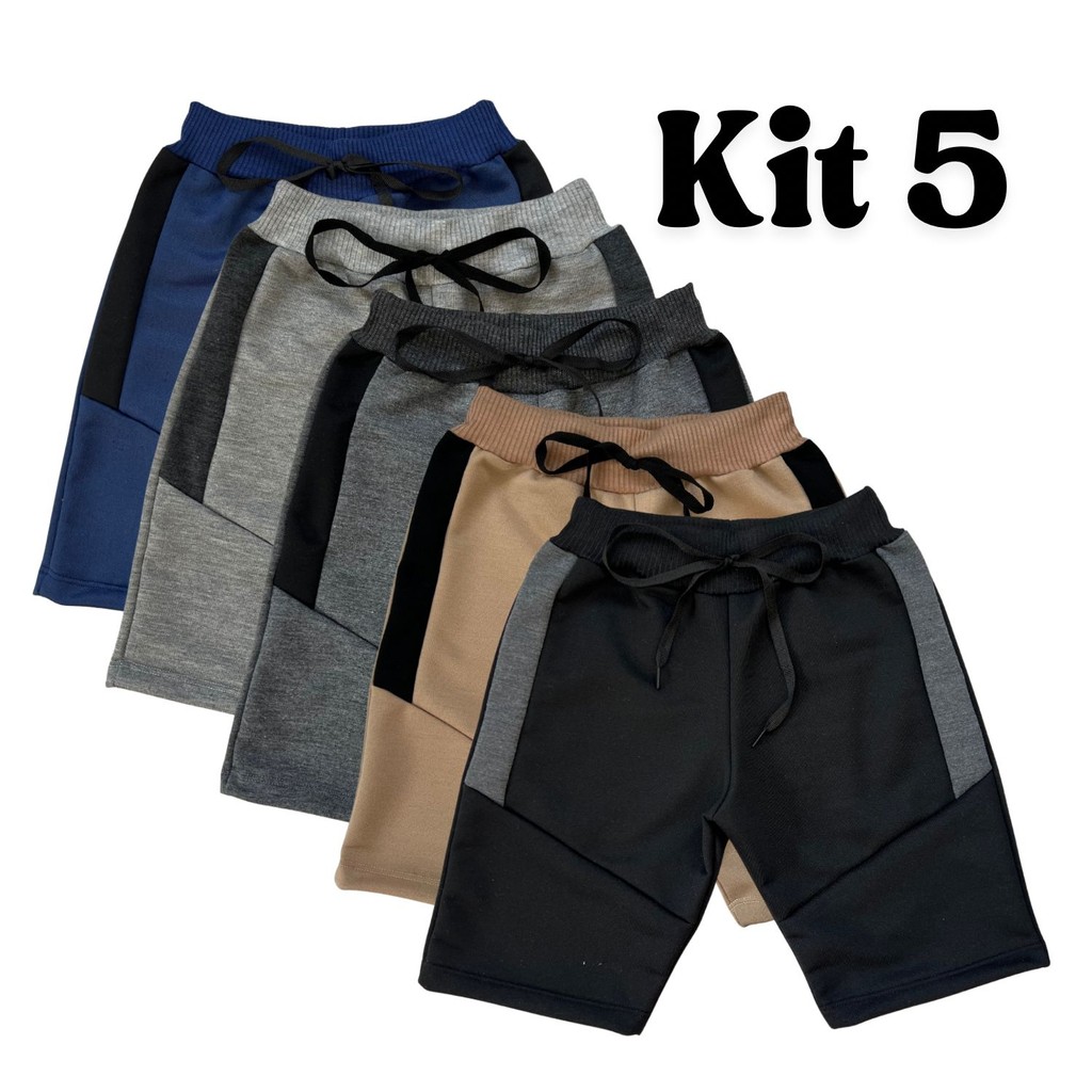 Kit 5 Bermuda Moletinho Moletinho Infantil Confort