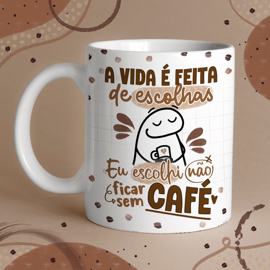 Caneca Branca Porcelana Flork Café mod 5 Alta Qua