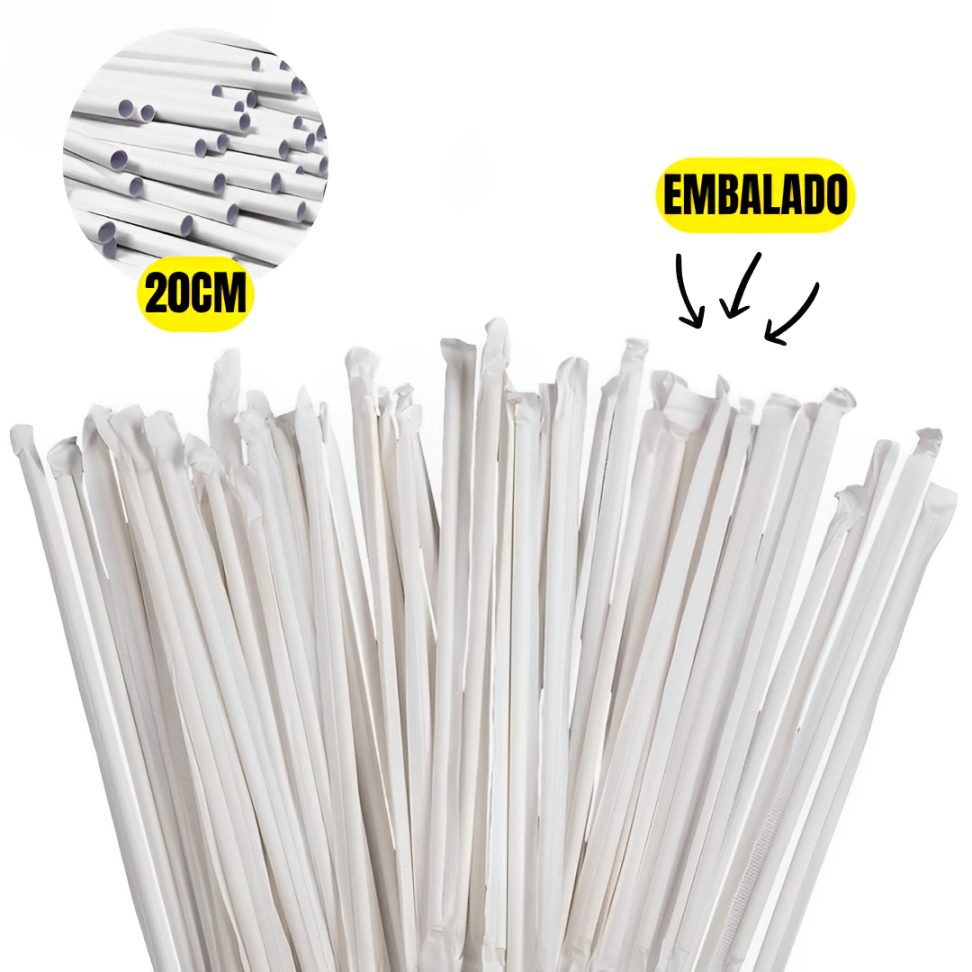 100 Unidades Canudo De Papel Biodegradável Embala
