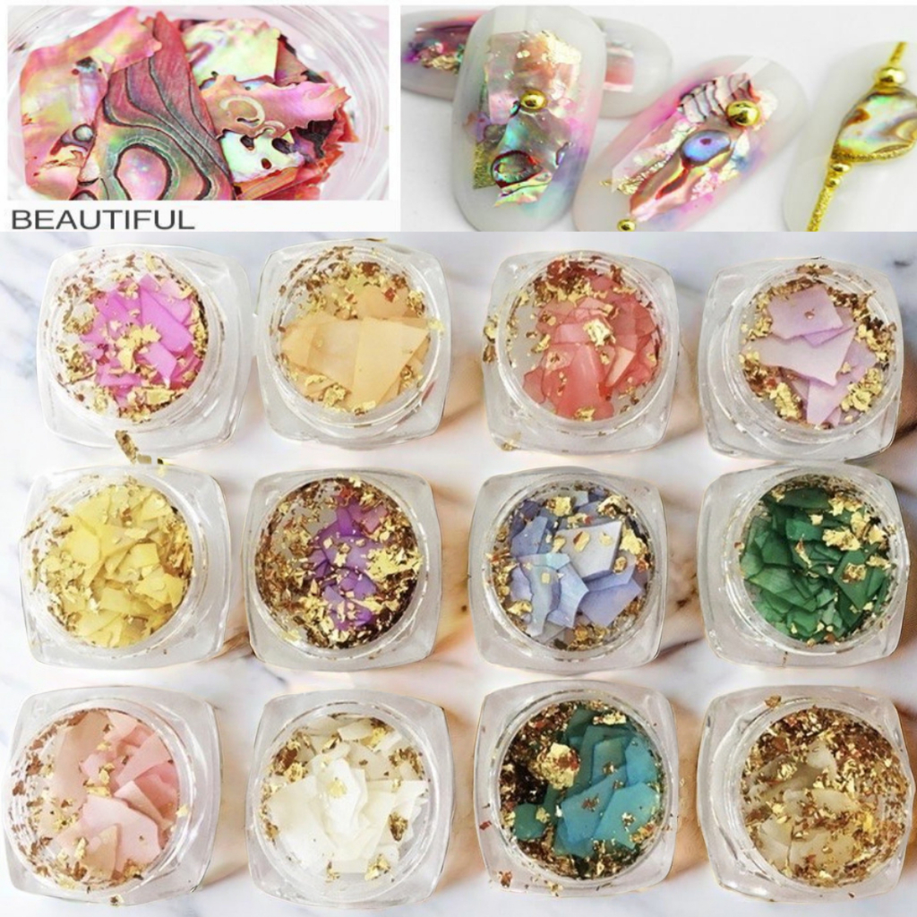Kit 12 Madre Peróla Com Fio De Ouro Decoração U