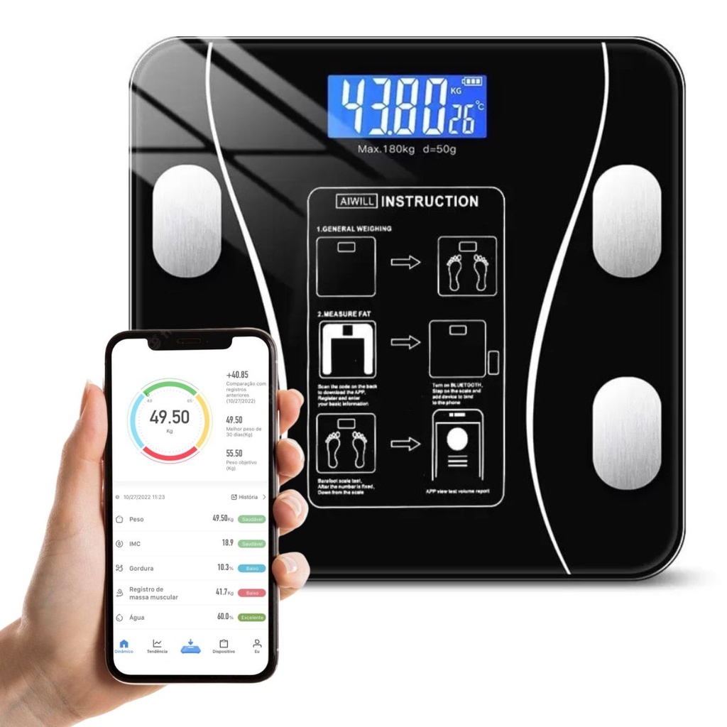 Balança Digital Bioimpedância Profissional 180KG