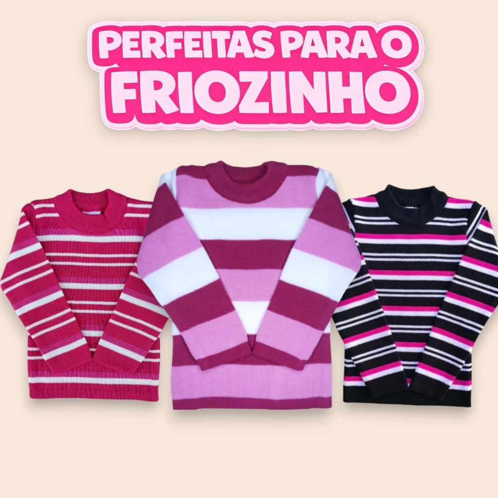 Blusa Infantil Menina Tricot Lã Premium Inverno Q