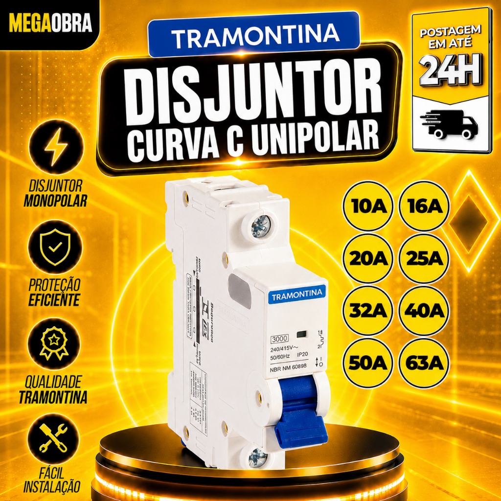 Disjuntor Tramontina Unipolar DIN Curva C 3kA 10 A
