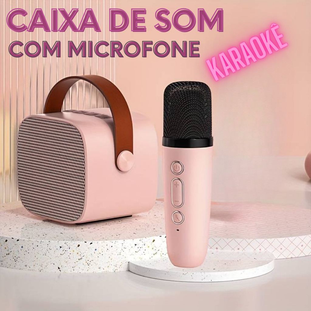 Caixa de Som Karaokê Via Bluetooth Com 1 Microfon