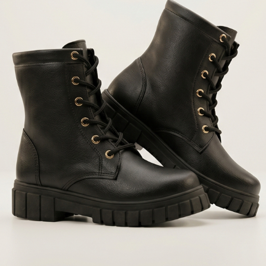Bota Coturno Cano Curto Tratorado Preto Infantil K