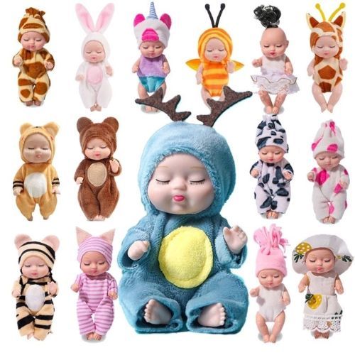Kit 6/ 12 Mini Baby Doll 11cm Bonecas Dormindo Rea