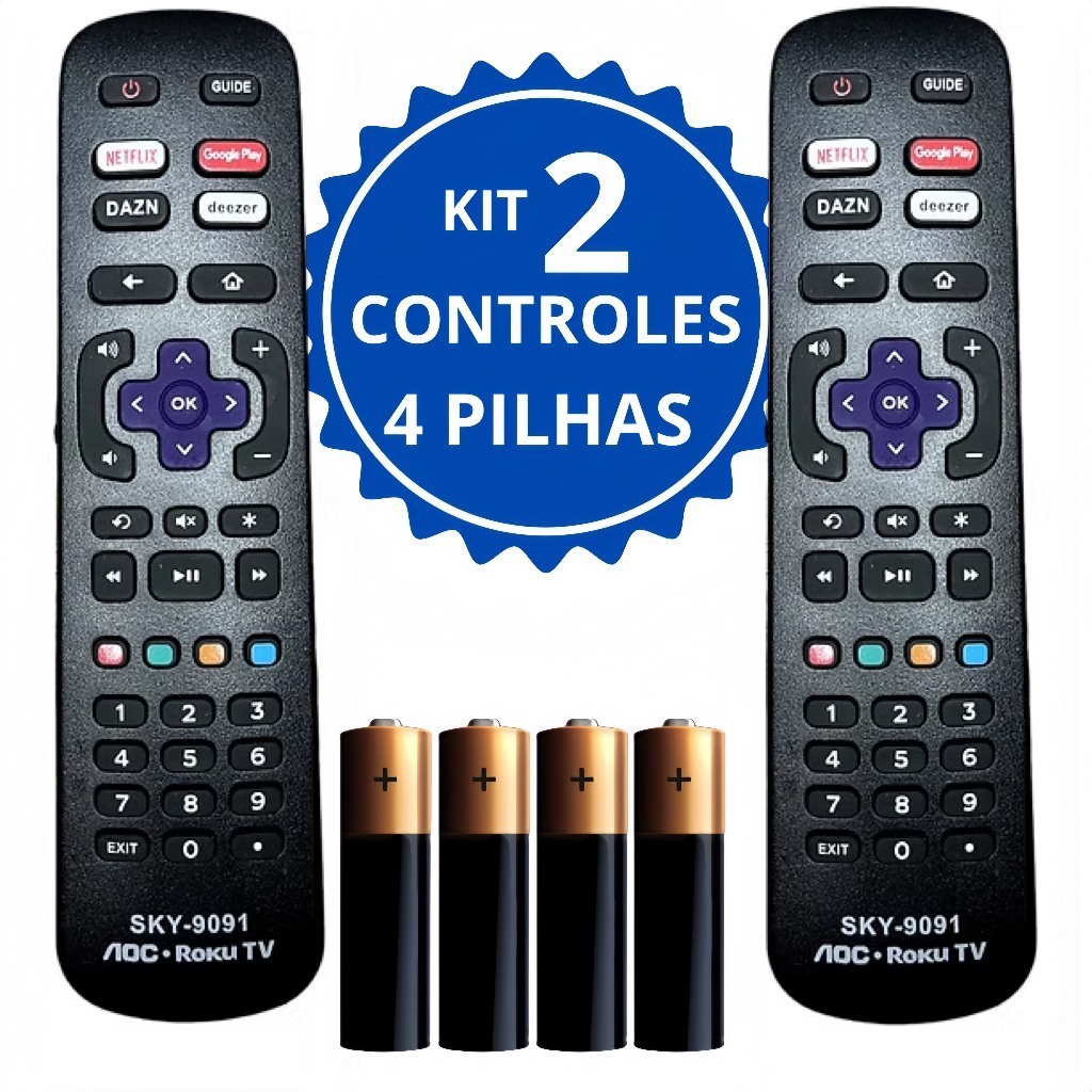 Kit Controle Remoto Tv Roku Ln1107 Com Pilhas