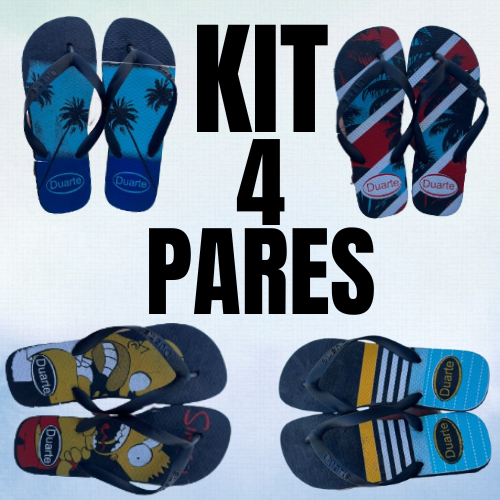 Kit 4 Pares de Chinelo Masculino Adulto Antiderrap