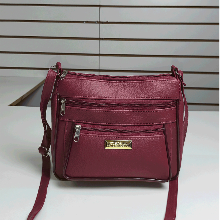 Bolsa Feminina Transversal Pequena com Bolsos e Z